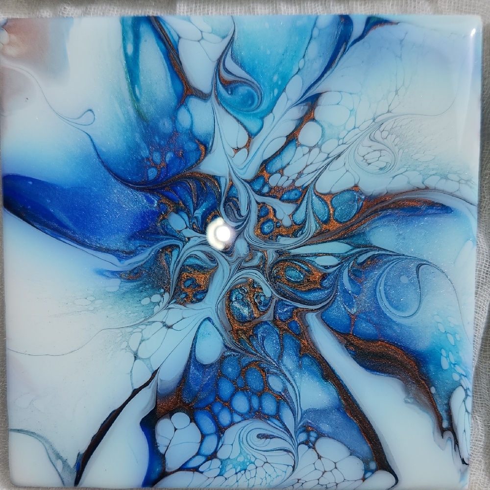 Hand Crafted Resin Painted Coasters Floral Home Decor Decorative Drink Set 4 - Picture 5 of 12